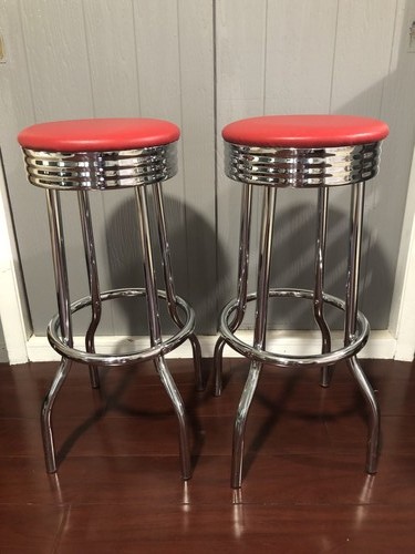Pair retro red padded chrome - pair,