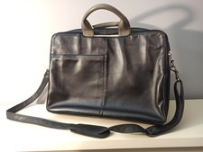 Radley Mens Genuine Leather Slim Black Briefcase Cross Body Organiser Laptop