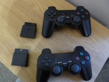 2 x Sony PlayStation 2 /  PS2 Unbranded Wireless Controllers with Receivers