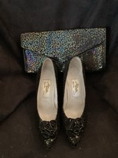 Vintage Renata Shoes And Clutch Bag metallic effect   Size 38.5