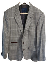 Tommy Hilfiger Blazer Jacket Mens 50 (41") Brown Check 100% Wool Woven In Italy