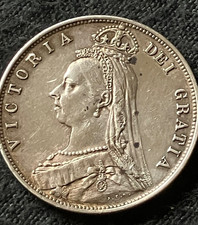 NEAR MINT 1887 VICTORIAN JUBILEE .925 SILVER HALF CROWN