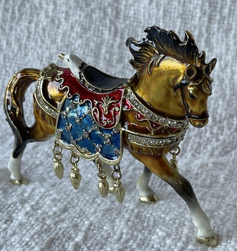 Jeweled running horse trinket - horse,