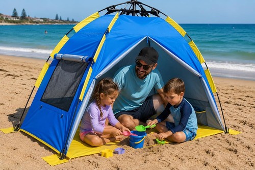 Pop beach tent - up,