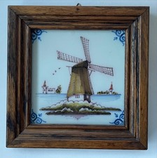 Vintage wooden framed Delft