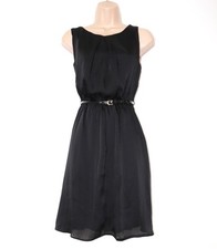 Women’s CUP CAKE Sleeveless Belted Lined Short A-Line Black Little Dress UK 10