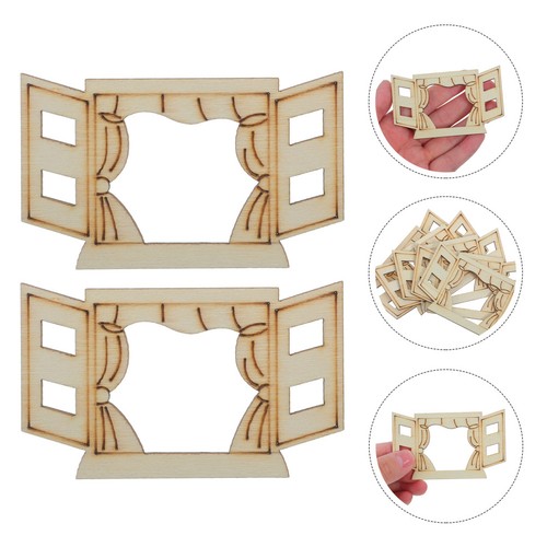6pcs miniature wooden window - 6pcs,