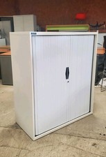 White Metal Silverline Tambour Storage Shelving Cabinet Unit Cupboard