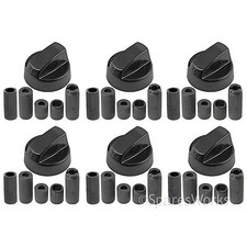 6 x DELONGHI Black Oven Cooker Hob Flame Burner Hotplate Control Switch Knobs