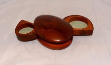 Burford Woodcraft UK Hand Crafted Yew Wood Vintage 1980's Double Trinket Box 6"