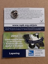 RSPB 2012 LAPWING SPECIAL MVFN SCOTLAND Charity Pin Badge BIRD