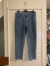 Tu Denim jeans girlfriend Cut tapered leg mid blue wash Stretch High-rise Size16
