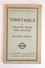 London Transport Officials Timetable Country Buses North-East District Oct. 1968