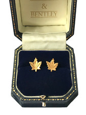 Vintage Earrings 10ct Gold Canadian Maple Leaf Stud Earrings Maple Leaf Earrings