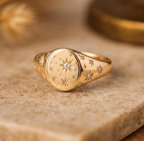 Moissanite celestial signet - moissanite,