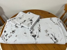 NICOLE SCHERZINGER Super King Satin Cotton Duvet Set.Pale Grey/ Willow Design