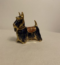 Royal Crown Derby Paperweight Scottish Terrier Dog Gold Stopper Retired Figure