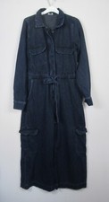 Next Womens Inky Blue Denim Cargo Wide leg Jumpsuit  Size 6 - 24 new