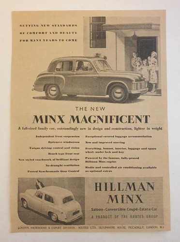 Hillman minx setting new - minx, "setting