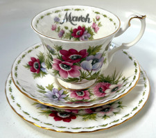Vintage Royal Albert Flower of The Month Tea Trio March & Anemones ©1970