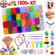 1800+Pcs Kit Box+ Rubber Loom Bands Children Mult-color Make Woven Bracelet DIY