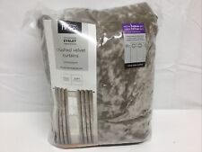 Crushed Velvet Eyelet Lined  Curtains 66"x 54"each Curtain Champagne RRP£40 NEW