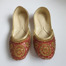 Indian Shoes Flats Ballerina Pumps Red UK Size 5 Wedding Party