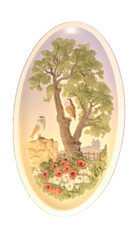 Watersmeet Studios Ken Norris Plaque Barn Owls 3D. Oval. countryside Cottage.