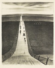 Road from Arras to Bapaume CRW Nevinson WWI print in 11 x 14 inch mount SUPERB