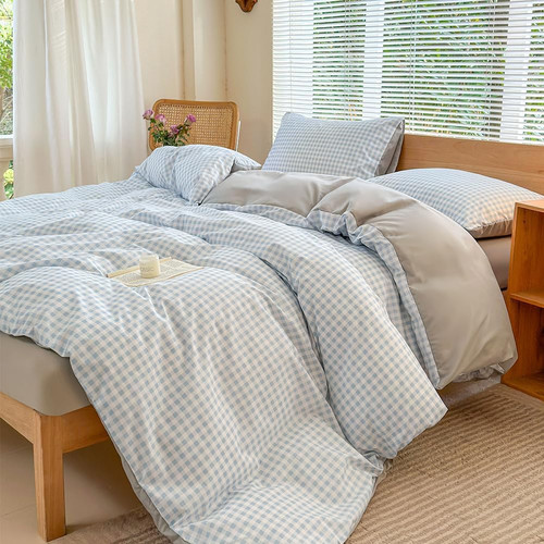 Light blue gingham duvet cover - gingham,