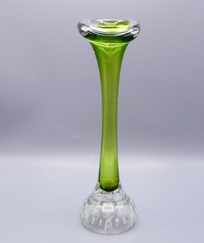 Green clear glass bud vase - &,