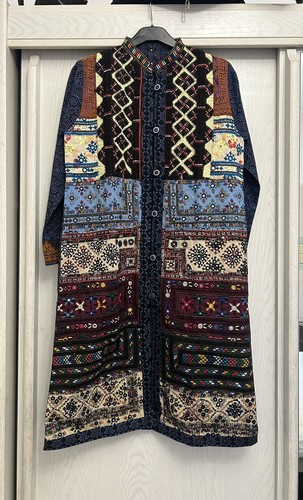 New blue patchwork embroidered - blue,