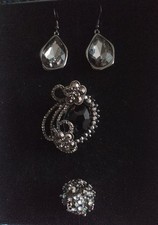 Black Crystal Jewellery Set