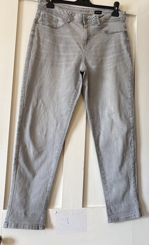 Grey stretch denim mid rise - stretch,
