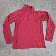 Icebreaker Jumper Womens Quarter Zip Merino Wool Sportswear Red - Small
