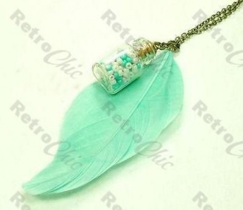 Big feather bottle - big, pendant