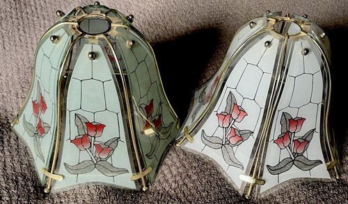 Vintage lamp shades glass - 2x,