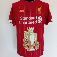 Liverpool Home Premier League Trophy Shirt Signed Virgil Van Dijk