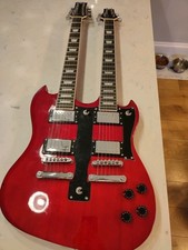 Gear4Music 22 Fret Double Neck SG In Cherry Apple Red