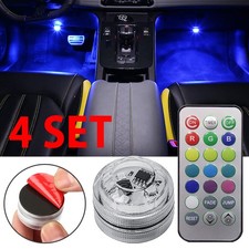 4 Set LED Lights Car Interior Accessories Atmosphere Lamp W/ Remote Control Kits