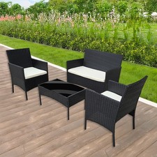 Rattan Garden Furniture Set 4 Piece Patio Table Chairs Sofa Outdoor Conservatory