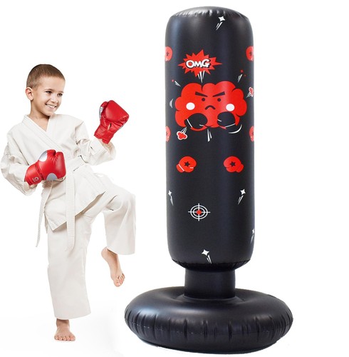 Kids punching sandbag - kids,