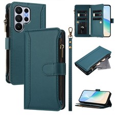 Wallet Case For Various Phone Zipper 9 Card Leather Bag Flip Stand Cover Fashion