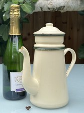 VINTAGE FRENCH ENAMEL COFFEE JUG, CAFETIÈRE, COFFEE POT, COFFEE MAKER - 1950s