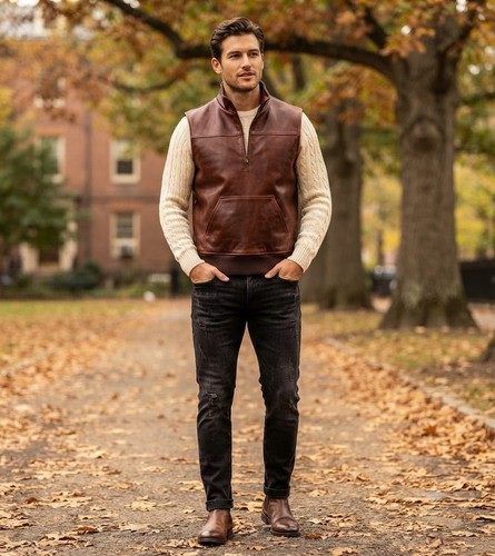 Men brown genuine - men's, leather