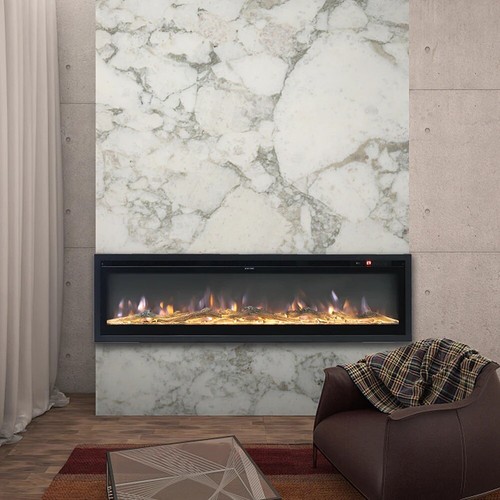 Inset electric fire media wall - media,