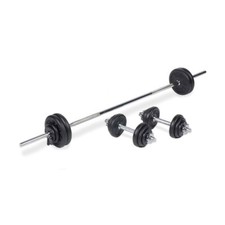 Body Power 50Kg 5FT Combi Barbell Dumbbel Weight Set + Gold's Gym Utility Bench