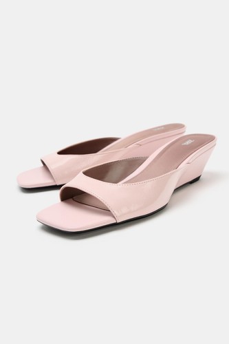 Zara pink rose leather - rose, wedge