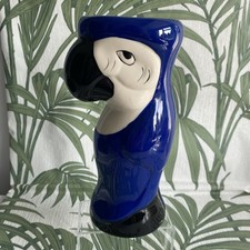 Hand Painted Blue Ceramic Parrot/Macaw Vase/Mug 