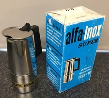 Vintage Alfa Inox Tracanzan 18/8 10 Stainless Steel Stove Top Espresso Pot Maker